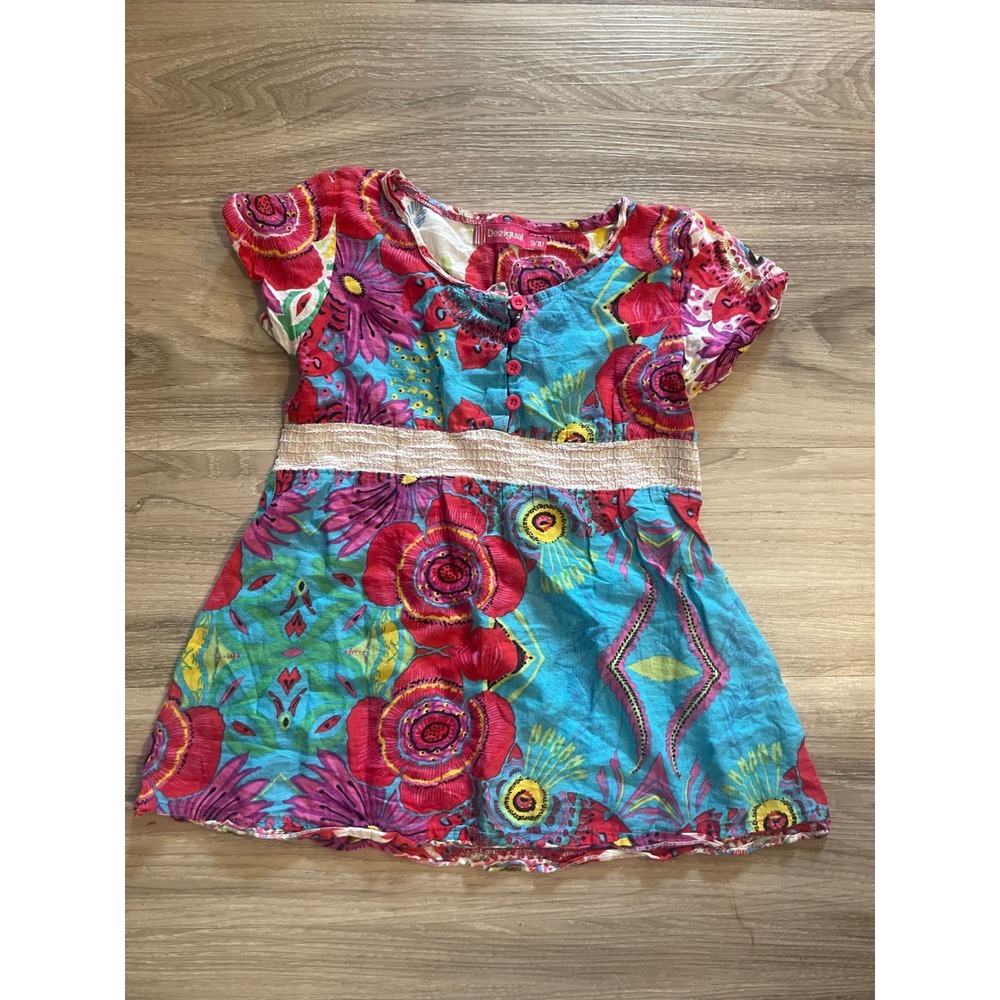 Vintage Y2K Desigual Euro Girls Babydoll Top Artsy Retro Summer Chic